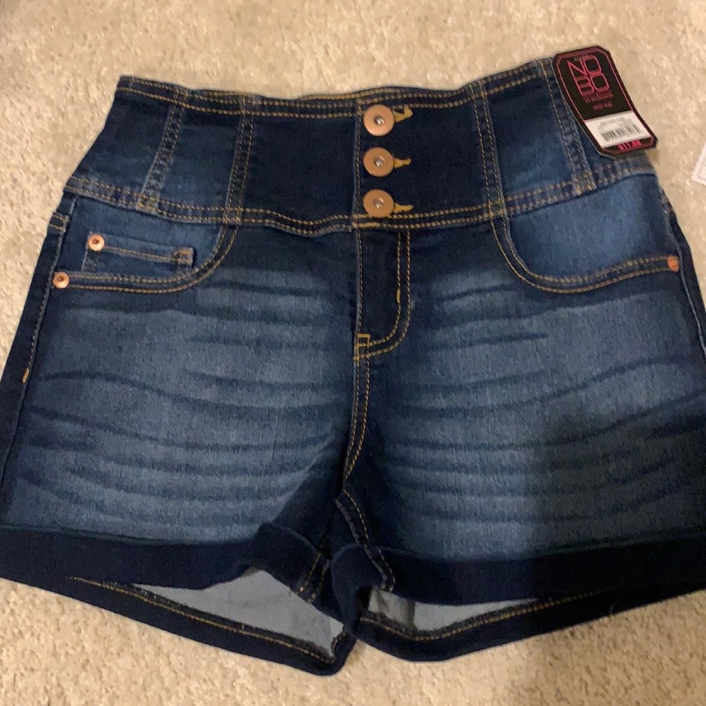 High Rise No Ripped Jean Shorts